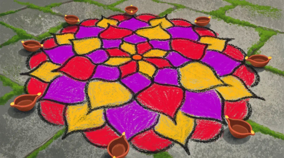 Rangoli in coloured chalk