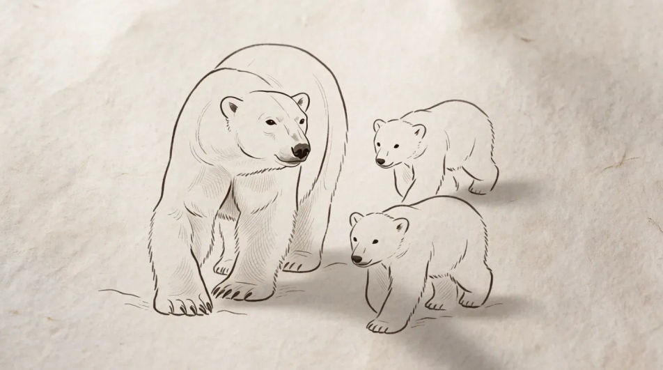 Mother and two cubs