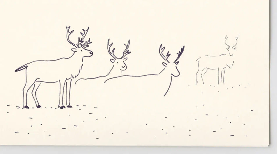 Herd in falling snow