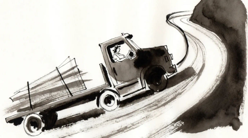 Truck on a mountain road