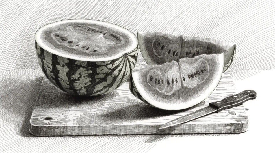Cut melon on a board