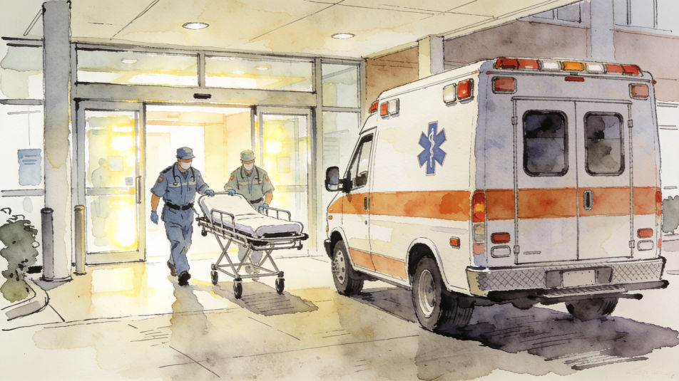 Ambulance outside a hospital