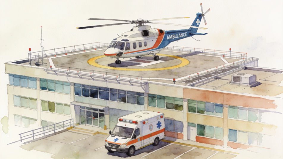Air ambulance on the helipad