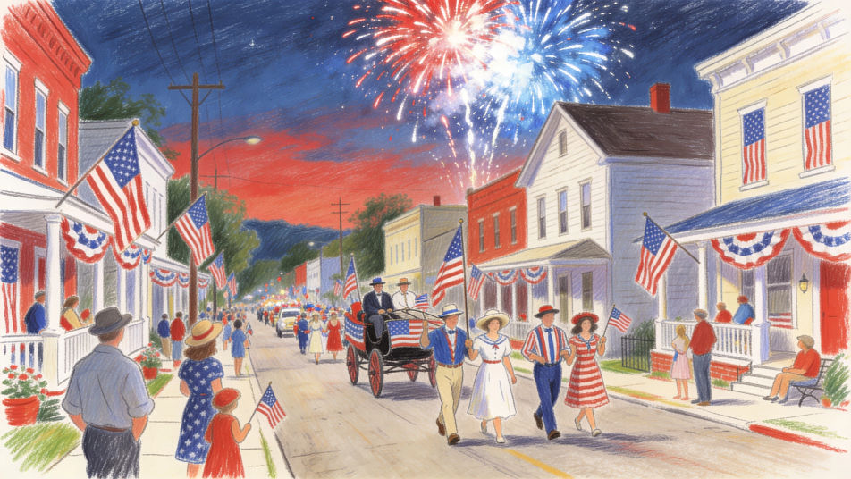 Small town on the Fourth of July