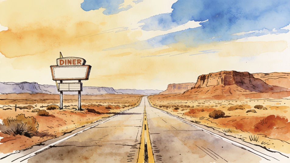 Open road through the desert