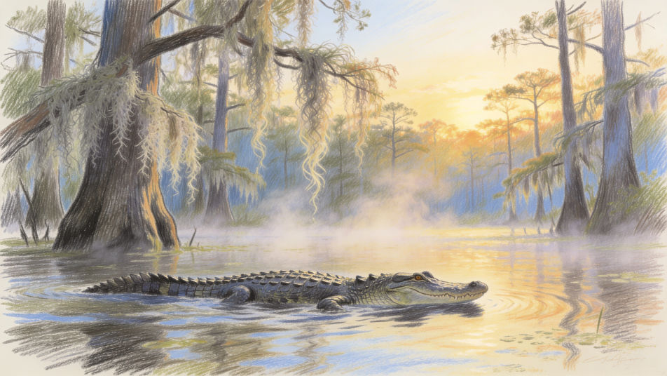 Cypress swamp at dawn