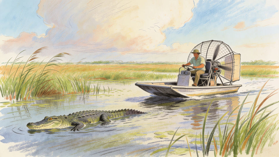Airboat on the marsh