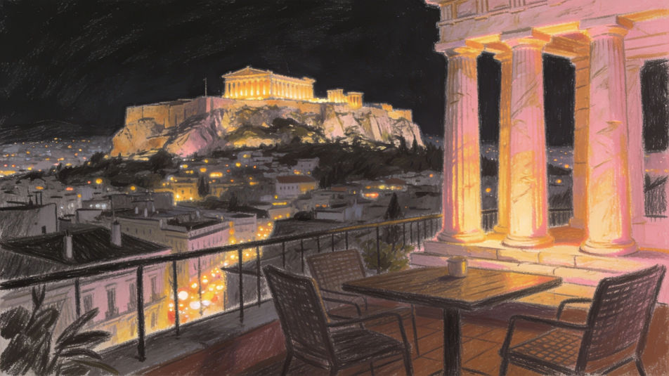 Athens at night from a rooftop