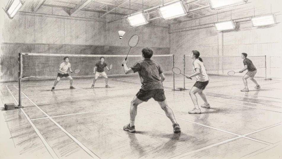 Indoor badminton court