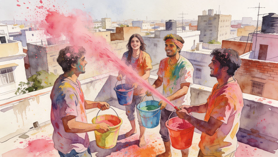 Rooftop color fight
