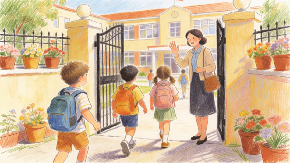 First morning at the school gate