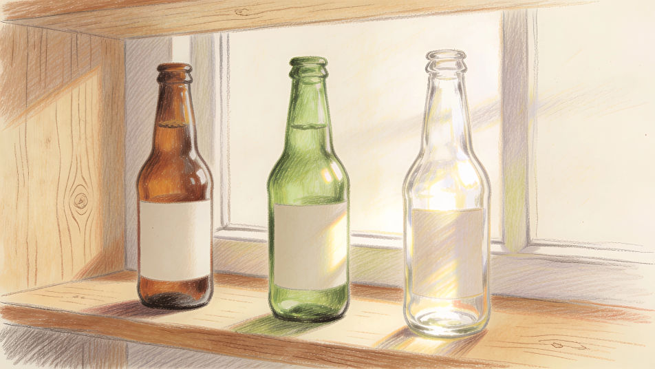 Three bottles on a shelf