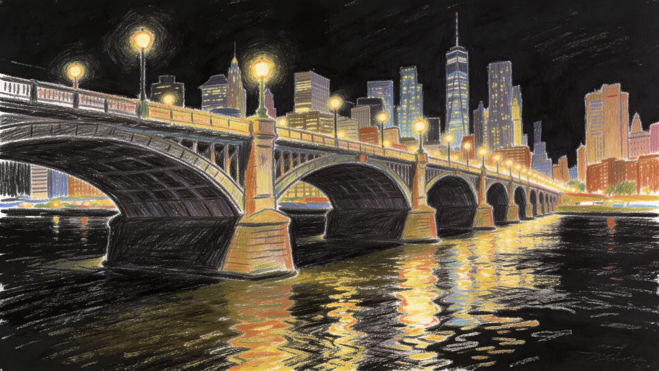 City bridge at night