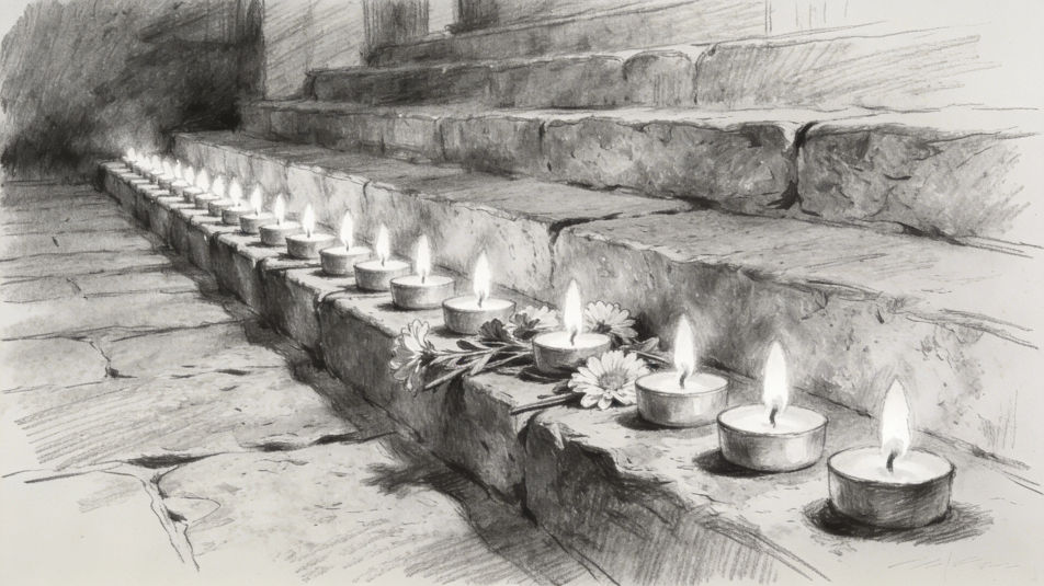 Memorial candle row