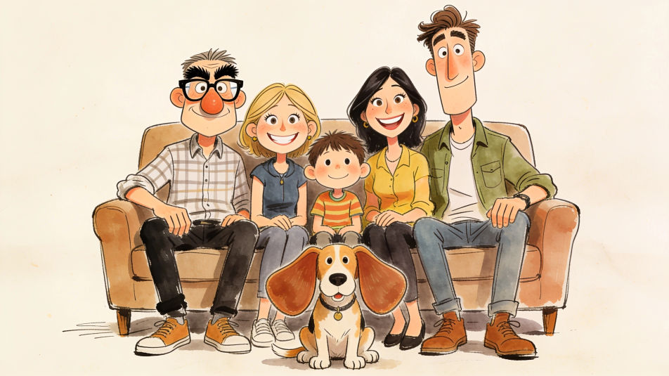 Caricature family portrait