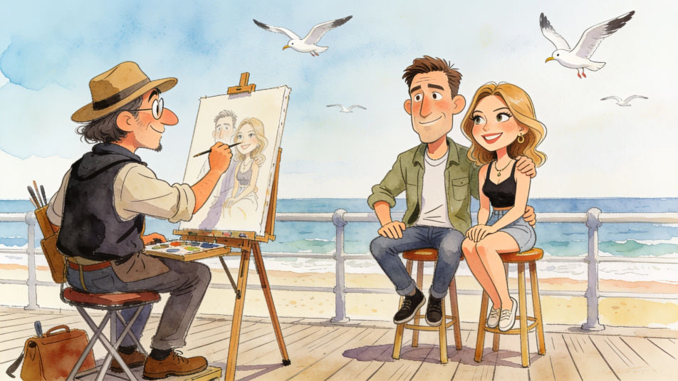 Boardwalk caricature stand