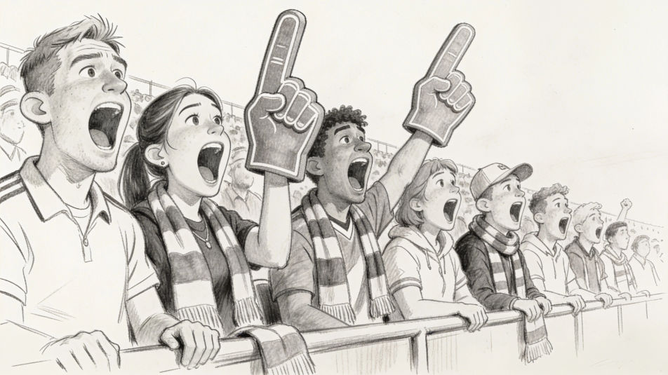 Caricature sports fans