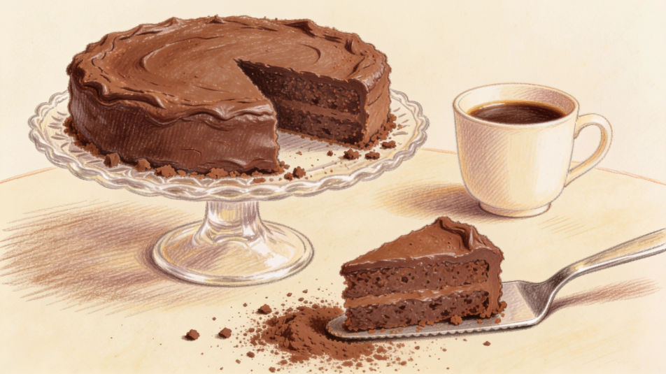 Chocolate cake on a stand