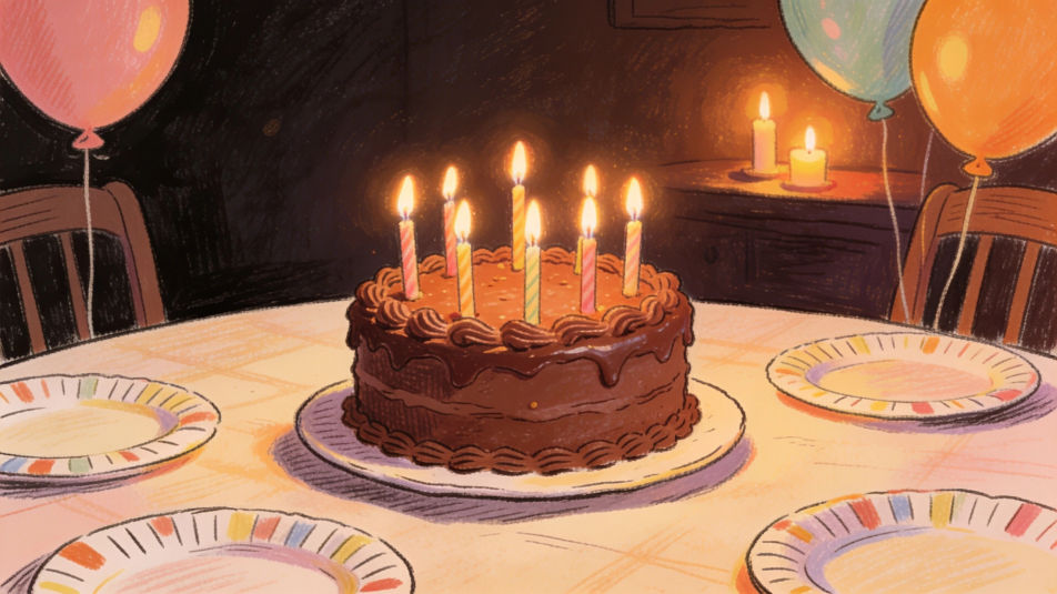 Birthday chocolate cake table