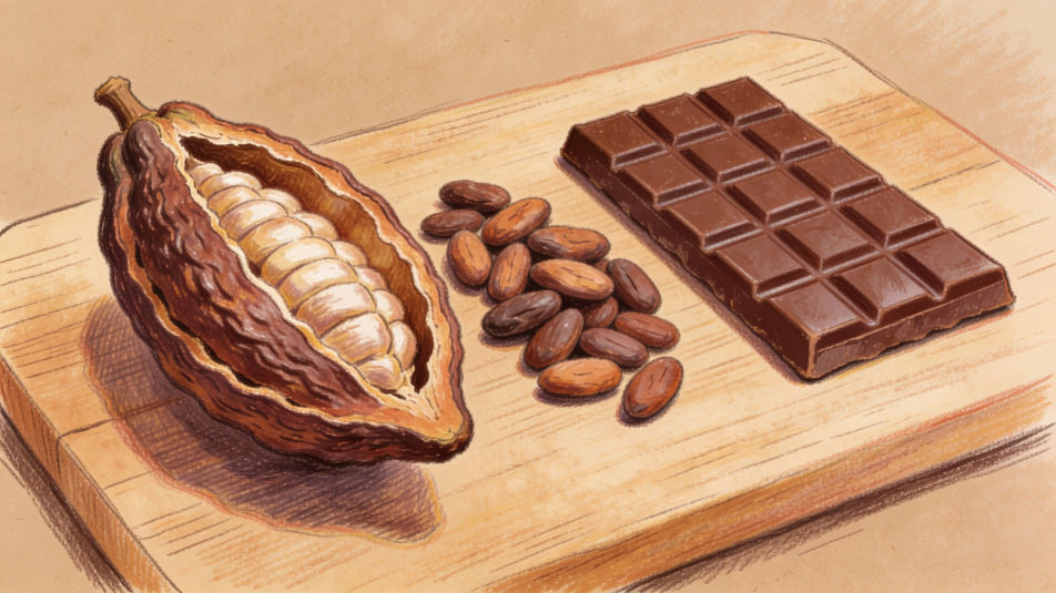 Cocoa pod to chocolate bar