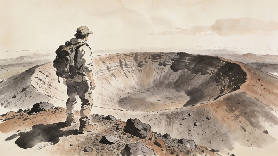 Geologist at the crater rim