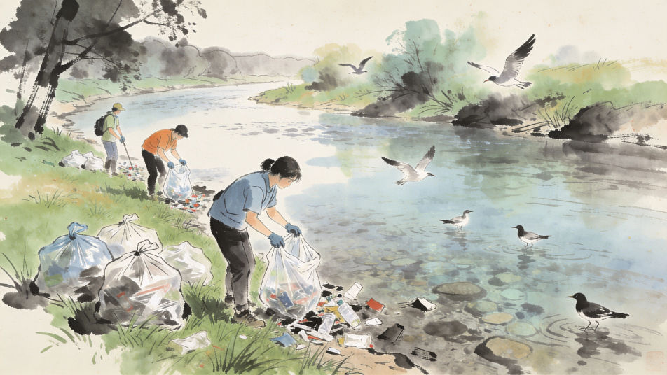 Clean riverbank