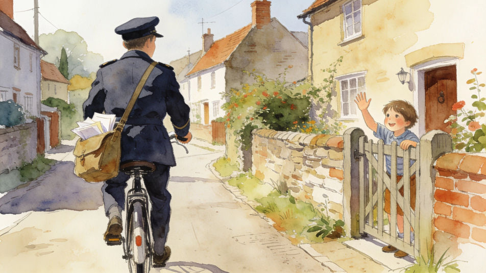 Postman on a village road