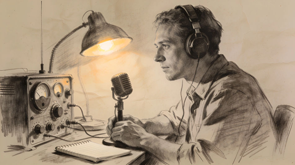 Radio operator at a desk