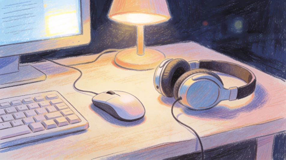 Gaming setup at night