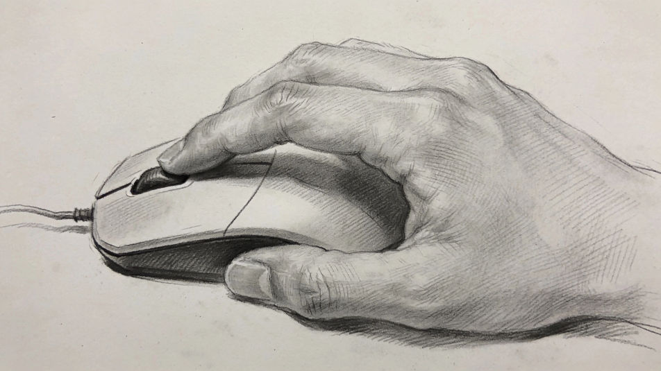Hand clicking a mouse