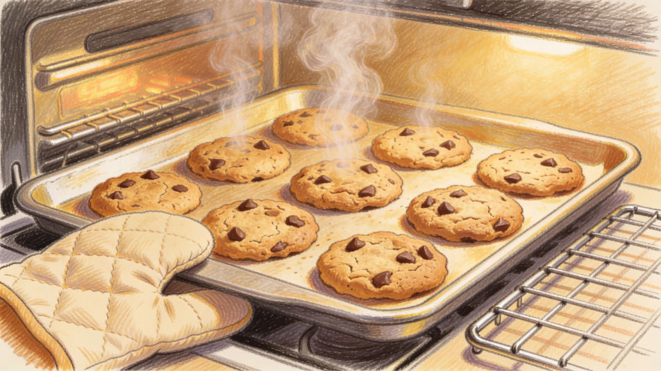Cookie tray from the oven