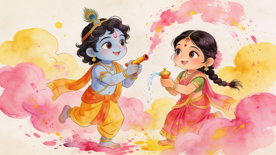 Radha Krishna playing Holi