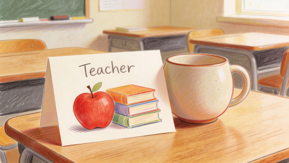 Thank you card on a desk