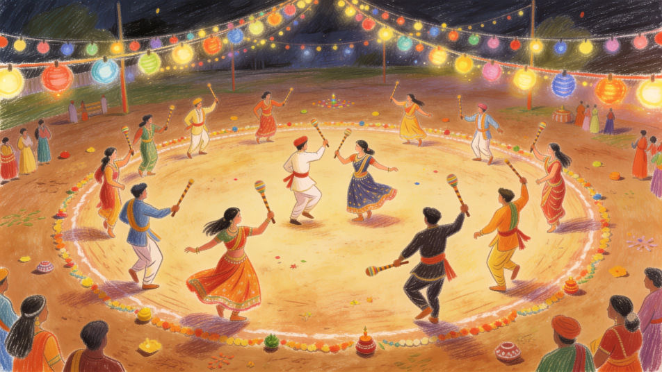 Dandiya circle at night
