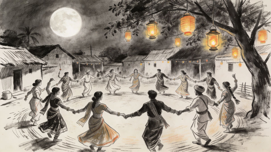Village dandiya under the moon