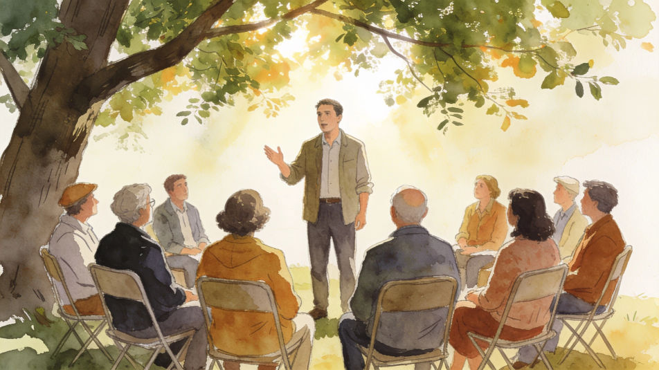 Citizens debating in a circle