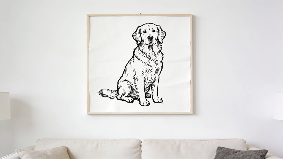 Dog line drawing wall print