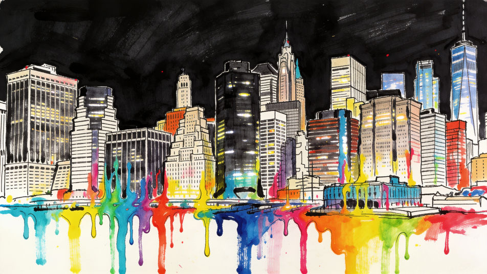 Melting city skyline