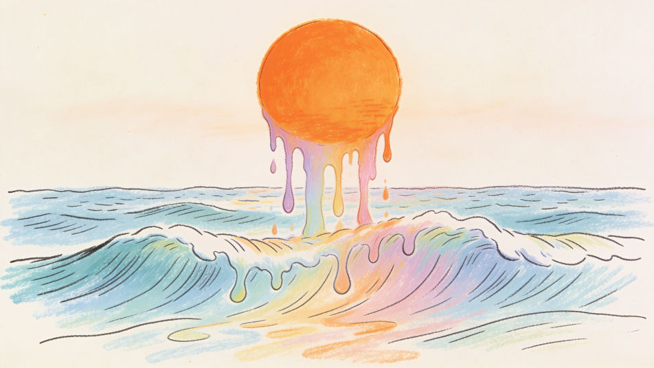 Dripping sun over the sea