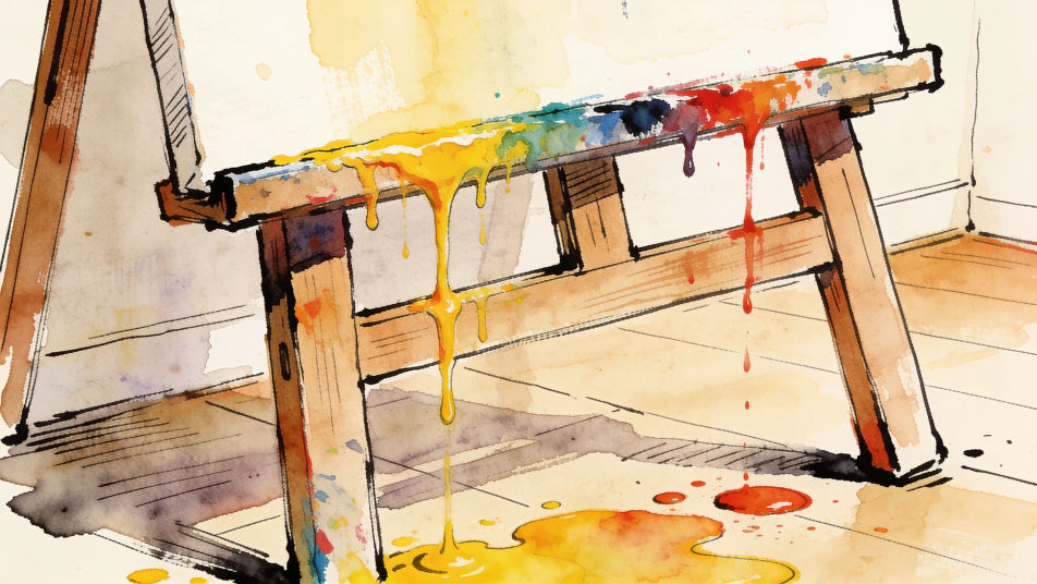 Paint pouring off a canvas