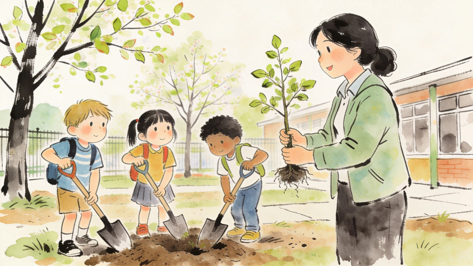 Schoolyard tree planting