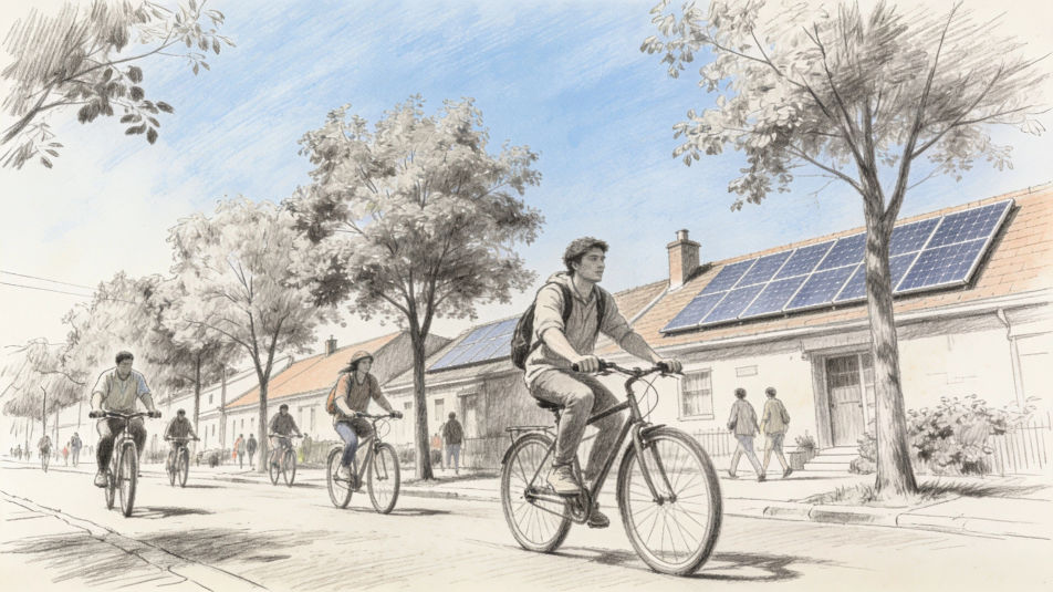 Bikes on a green street