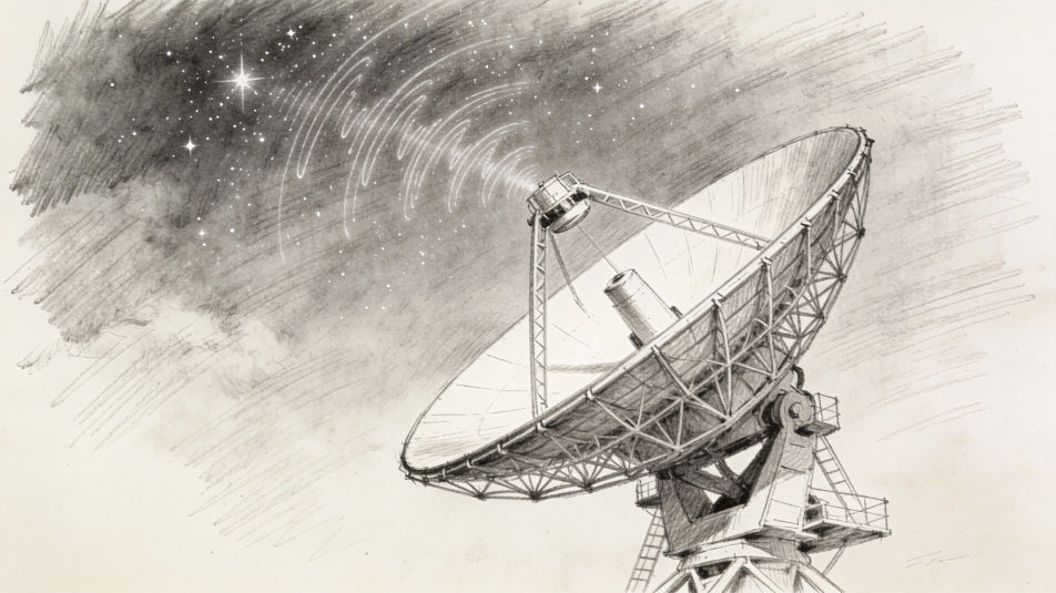 Radio telescope at night