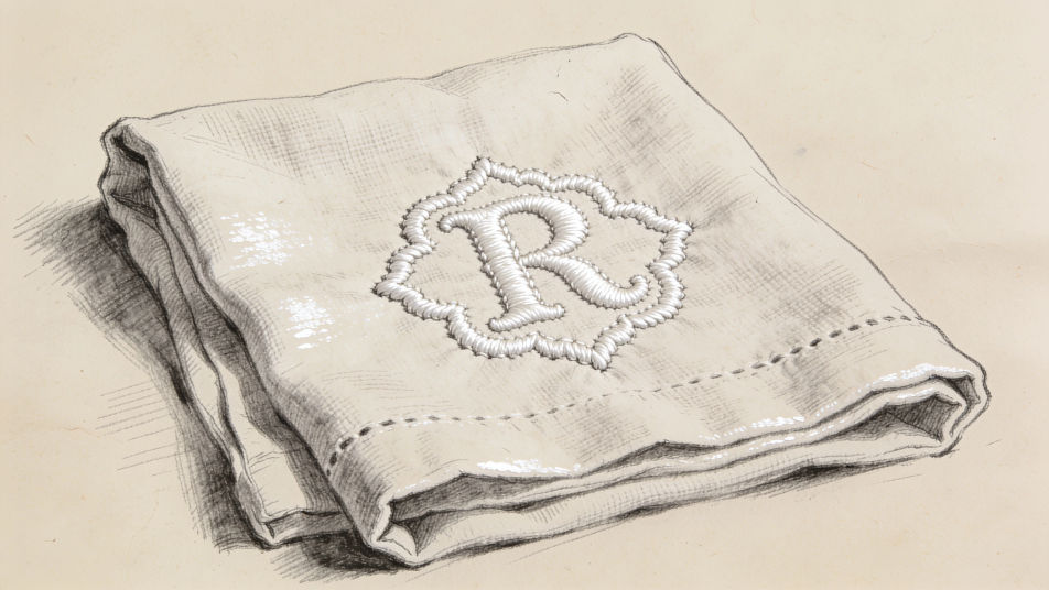 Monogram embroidery on linen