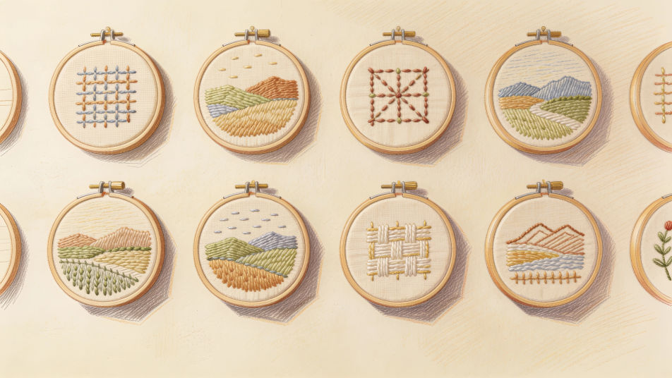 Embroidery sampler wall