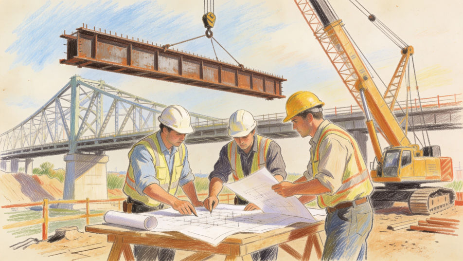 Engineers on a bridge site