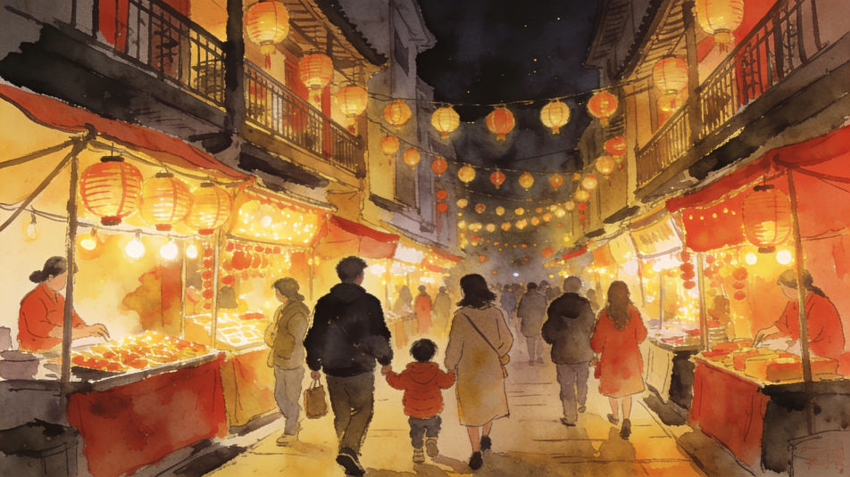 Festival street at night