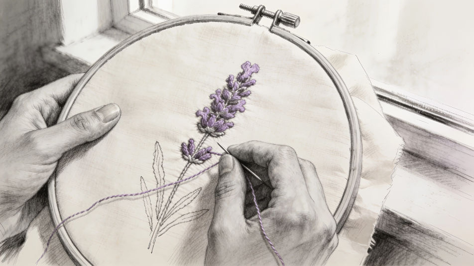 Stitching a flower pattern