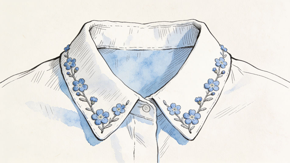 Flower embroidery on a collar