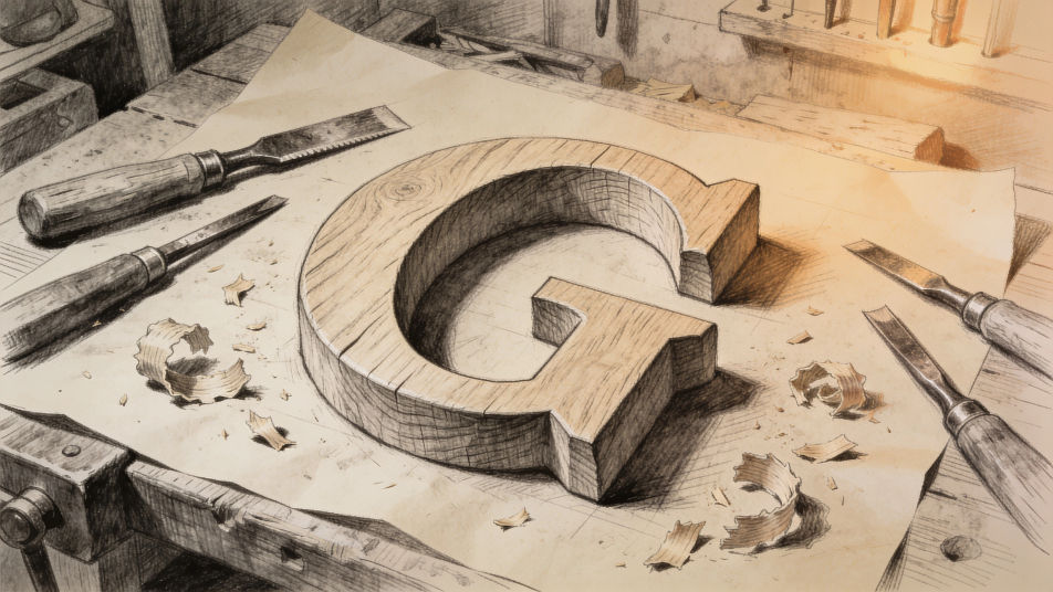 Carved wooden letter G